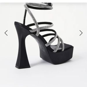 Black and silver platform heel